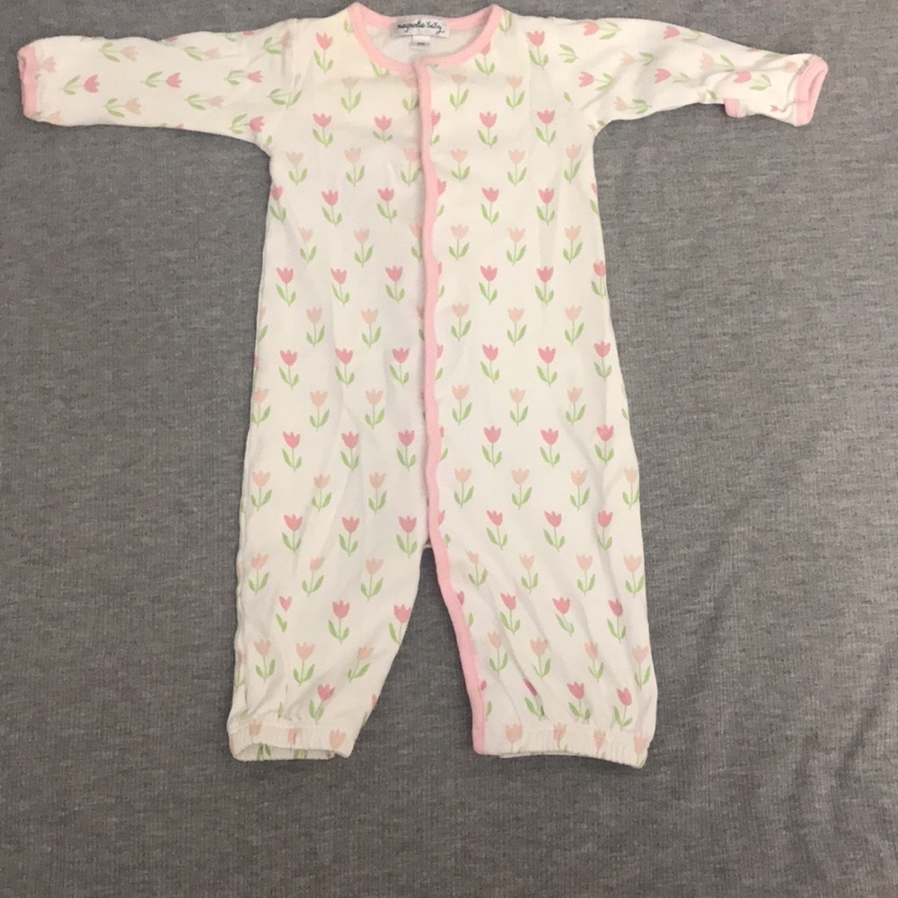Magnolia Baby Tessa’s classic smocked coming home gown with tulips size NB